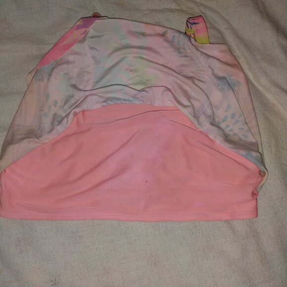 Wonder Nation kids swimsuit bikini top pink with tropical leaf design - Picture 3 of 4